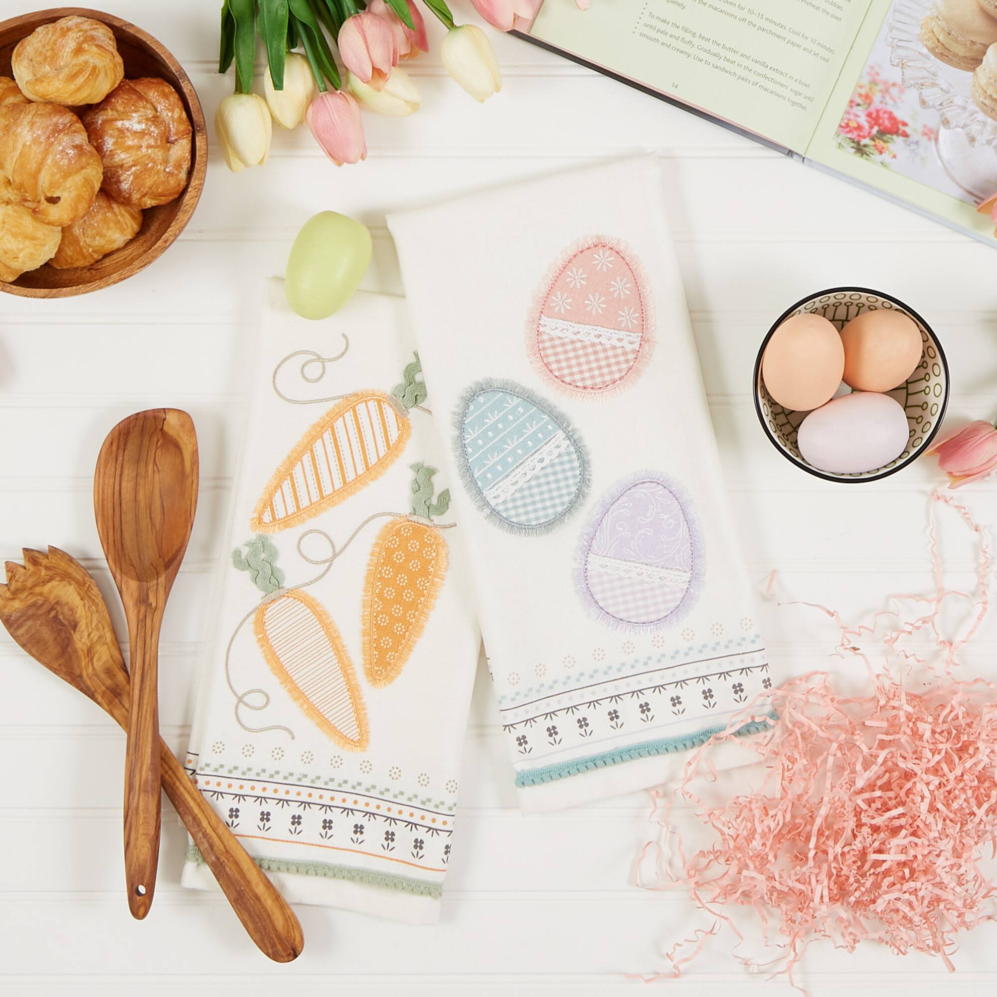 Carrots And Eggs Embellished Dishtowel (Set of 2)